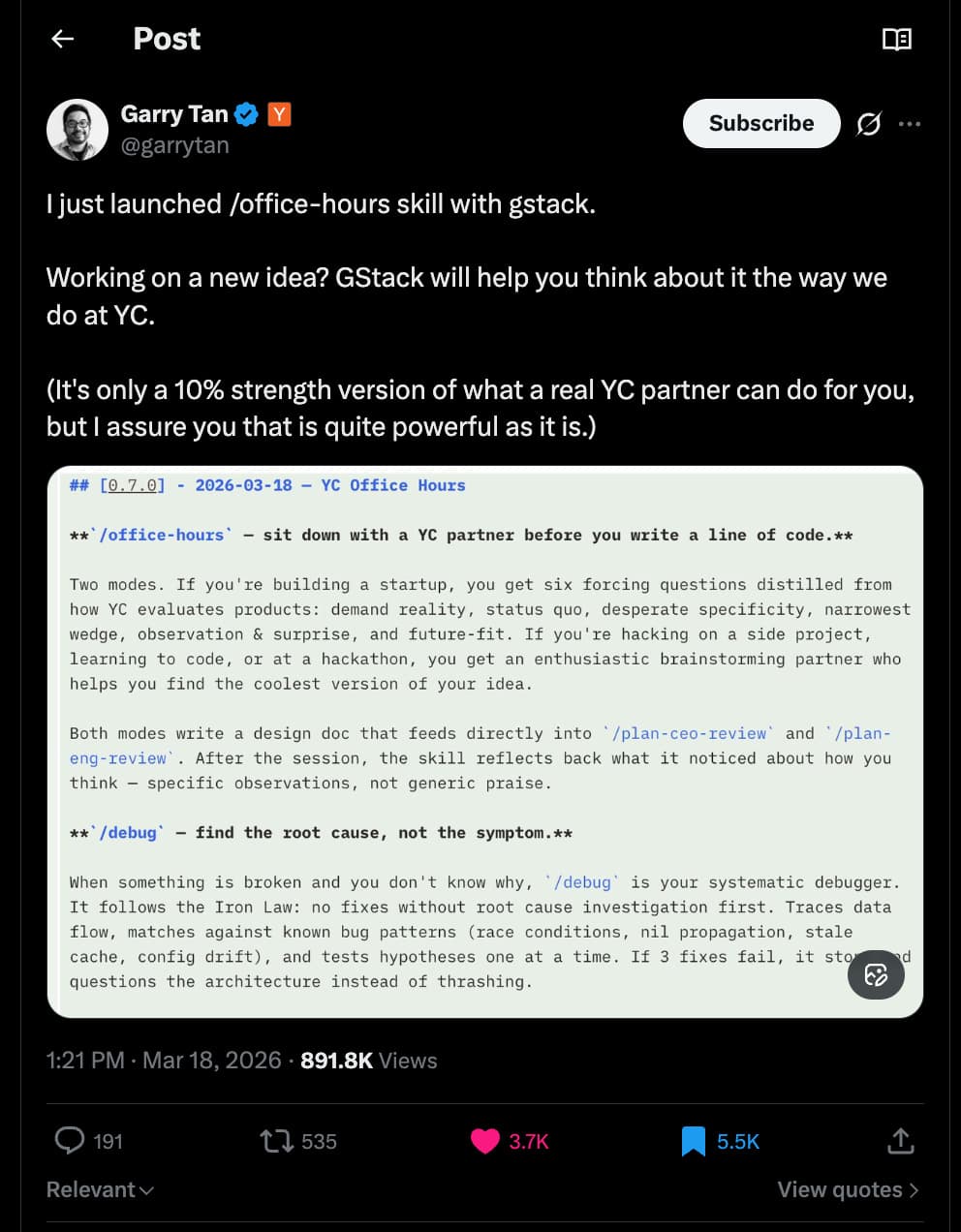 The YC CEO open-sourced his playbook. I automated it.